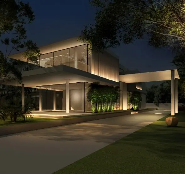 Contemporary villa exterior lighting